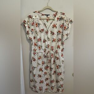 White Floral Zip Front Mini Dress | Size 1X